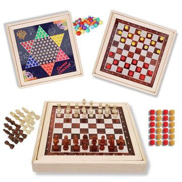 Chess, Chinese Checkers & Checkers - 3-in-1 Board Game Set